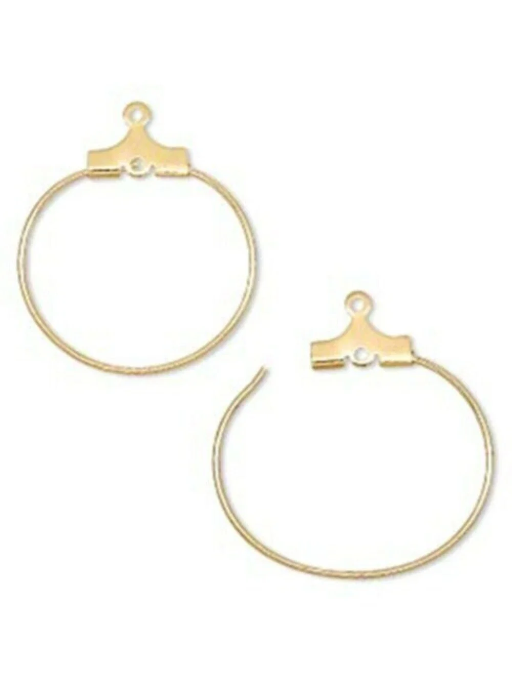 10 Gold 14K Plated Earring Beading Hoops with Center Loop 20mm Add Bead Findings